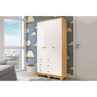 Guarda Roupa Bebê c/ 3 Portas e 3 Gavetas Júnior Branco/Amendoa - Peroba