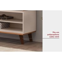 Estante p/ Sala até 65 Pol Lume/Flow Ripado c/ Porta e Nichos 180x168cm Freijó/Off White - DJ Móveis