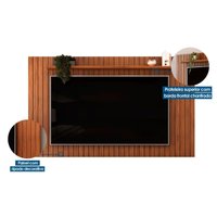 Estante p/ Sala até 65 Pol Lume/Flow Ripado c/ Porta e Nichos 180x168cm Cedro/Bali - DJ Móveis