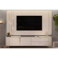 Estante p/ Sala até 75 Pol Celine c/ Led 241cm Off White/Off White DJ Móveis