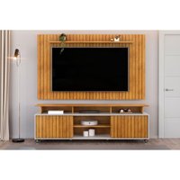 Home p/ TV até 65 Pol Lume/Olimpic Ripado c/ Prateleira e Nichos 180x168cm Cedro/Bali - DJ Móveis