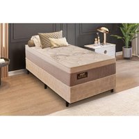 Cama Box Solteiro com Colchão Molas (88x188x72) Império Gazin CR35390 Areia/Bege
