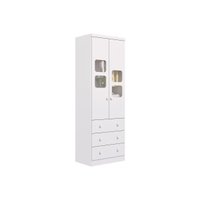 Guarda Roupa Bebê c/ 2 Portas Cristal e 3 Gavetas Uli Branco - Peroba