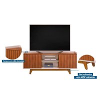 Home p/ TV até 55 Pol Trend/Flat Ripado c/ Portas e Nichos 150x168cm Freijó/Off White - DJ Móveis