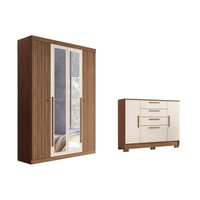 Quarto Completo Modu +Cômoda QC322 Jatoba/Areia - Santos Andirá