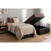 Cama Box Baú Solteiro + Colchão Molas Kappesberg Ensacadas Inverno Verão + Base CRC Courano Black