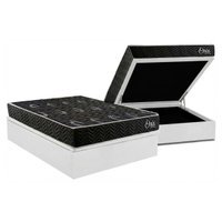 Cama Box Baú Casal + Colchão Ortopédico Kappesberg D28 Anatômico Onix + Base CRC Corano White