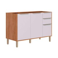 Gabinete Cozinha Modulado Celeste c/ 3 Portas e 2 Gavetas s/Tampo 120cm Cinamomo/Off - MGM