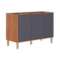 Gabinete Cozinha Modulado Áurea c/ 3 Portas e 2 Gavetas s/Tampo 120cm Cinamomo/Titanium - MGM