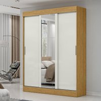 Guarda-Roupa Casal Sirius 3 Portas 2 Gavetas com Espelho Marrocos/Off White - Mx Móveis