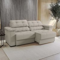 Sofá Cama Kappesberg Stelo Veludo Bege 230cm