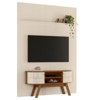 Painel E Bancada TV 65 Pol New Silverstone 179X245 cm Naturale Off White MADETEC