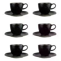 Jogo de 6 Xícaras de Chá 220 ml com Pires Ryo Volcano Oxford