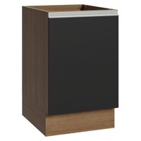 Balcão de Cozinha 50cm 1 Porta (Sem Tampo) Rustic/Preto Glamy Madesa