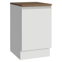 Balcão de Cozinha 50cm 1 Porta Branco Tampo Rustic Glamy Madesa