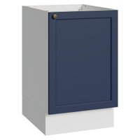 Balcão de Cozinha 50cm 1 Porta (Sem Tampo) Branco/Azul Vik Madesa