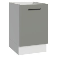 Balcão de Cozinha 50cm 1 Porta (Sem Tampo) Branco/Cinza Agata Madesa