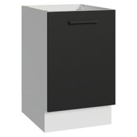 Balcão de Cozinha 50cm 1 Porta (Sem Tampo) Branco/Preto Agata Madesa