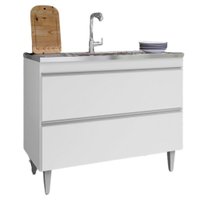 Balcao Para Pia 2 Portas Esmeralda 100 cm Branco Eratto Moveis