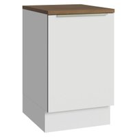 Balcão de Cozinha 50cm 1 Porta Branco Tampo Rustic Lux Madesa