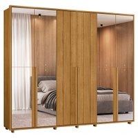 Guarda Roupa Casal 6 Portas Com Espelhos MDF 278 cm Cumaru Madetec Volpi
