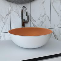 Cuba Sobrepor Banheiro Redonda 33,5x12cm Multimóveis CR10156 Cobre/Branco