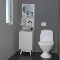 Gabinete de Banheiro com Espelho 45cm 1 Porta Flex Retrô Multimóveis CR10155 Branco