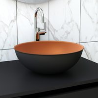 Cuba Sobrepor Banheiro Redonda 33,5x12cm Multimóveis CR10156 Cobre/Preto