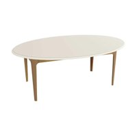Mesa Jantar Mira Madeira Maciça c/ Tampo Madeirado c/ Vidro 180x105cm Carvalho/Off White Kappesberg
