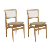 Cadeiras Cozinha Stela 1CMM013CA Premium Madeira Maciça Kit 2 Un Carvalho/Boucle Bege/Tela Bege Kappesberg