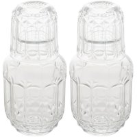 2 Garrafas Moringas 500ml Vidro Cristal com Copo Tampa Lyor para Água Suco Sortidas