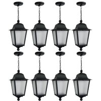 Kit 8 Pendentes Luminárias de Teto Bivolt Termoplástico Preto 21x58cm Lente Fosca Dital Área Gourmet Garagens