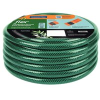 Mangueira Flex 15m Verde em PVC 3 Camadas Tramontina Engate Rosqueado e Esguicho Horta Jardim