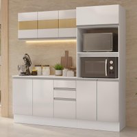 Armário de Cozinha Completa 100% MDF 190cm Smart Branco Brilhante Madesa 01