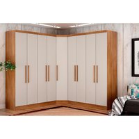 Quarto Casal Completo Rizon/Linea 3Peças (2GuardaRoupas+1ClosetCantoObliquo) QCM105 Cumaru/Fendi 25 - Novo Horizonte