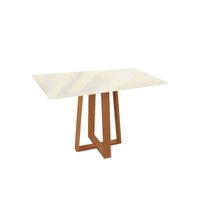 Mesa Jantar Elma Madeira Maciça c/ Tampo Madeirado c/ Vidro 120x80cm Carvalho/Off White/Vidro Off White Kappesberg