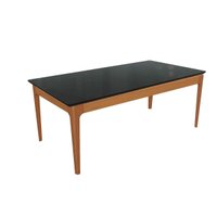 Mesa Jantar Mira Madeira Maciça c/ Tampo Madeirado c/ Vidro 200x100cm Carvalho/Preto Fosco Kappesberg