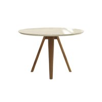 Mesa Jantar Duna Madeira Maciça c/ Tampo Madeirado c/ Vidro 105x105cm Carvalho/Off White/Vidro Off White Kappesberg