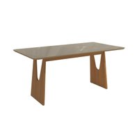Mesa p/ Cozinha Mila Premium Madeira Maciça c/ Tampo Madeirado c/ Vidro 160x90cm Carvalho/Freijo Bronze - Kappesberg