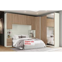 Quarto Casal Modulado Seletto 5 Peças (1Ponte+1GRoupa+1Closet+2Complementos) QM01 Areia/Jequitibá - Henn