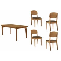Sala Jantar Mesa Londrina Curvo 120cm + 4 Cadeiras Havana Naturale - Suede Marrom - Rufato