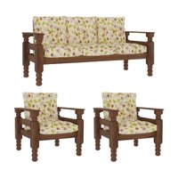 Jogo Sofá Madeira Maciça 3 Lugares e 2 Poltronas Liz Multimóveis VCR7001 - Floral Maracujá