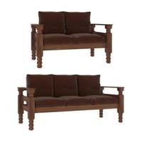 Jogo de Sofá Madeira Maciça 2 e 3 Lugares Liz Multimóveis CR7004 - Marrom