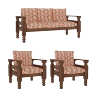 Jogo Sofá Madeira Maciça 3 Lugares e 2 Poltronas Liz Multimóveis VCR7001 - Geométrico Terracota