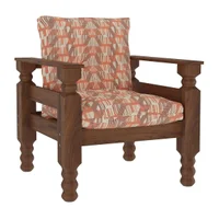 Poltrona Madeira Maciça Liz Multimóveis VCR7003 - Geométrico Terracota