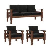 Jogo Sofá Madeira Maciça 3 Lugares e 2 Poltronas Liz Multimóveis CR7001 Grafite