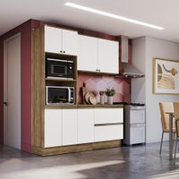 Armário de Cozinha Compacta Torre Quente 100% MDF 190cm Nogueira/Branco Celeste Kappesberg