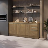 Balcões de Cozinha 100% MDF 200cm Nogueira Celeste Kappesberg