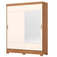 Guarda Roupa Casal 2 Portas Deslizantes Com Espelho 163 cm B74 Briz Nature Off White Briz