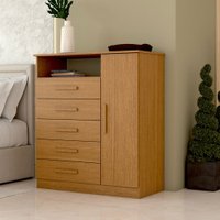 Cômoda Veneto 1 Porta 5 Gavetas 100% Mdf Cinamomo - Panorama Móveis